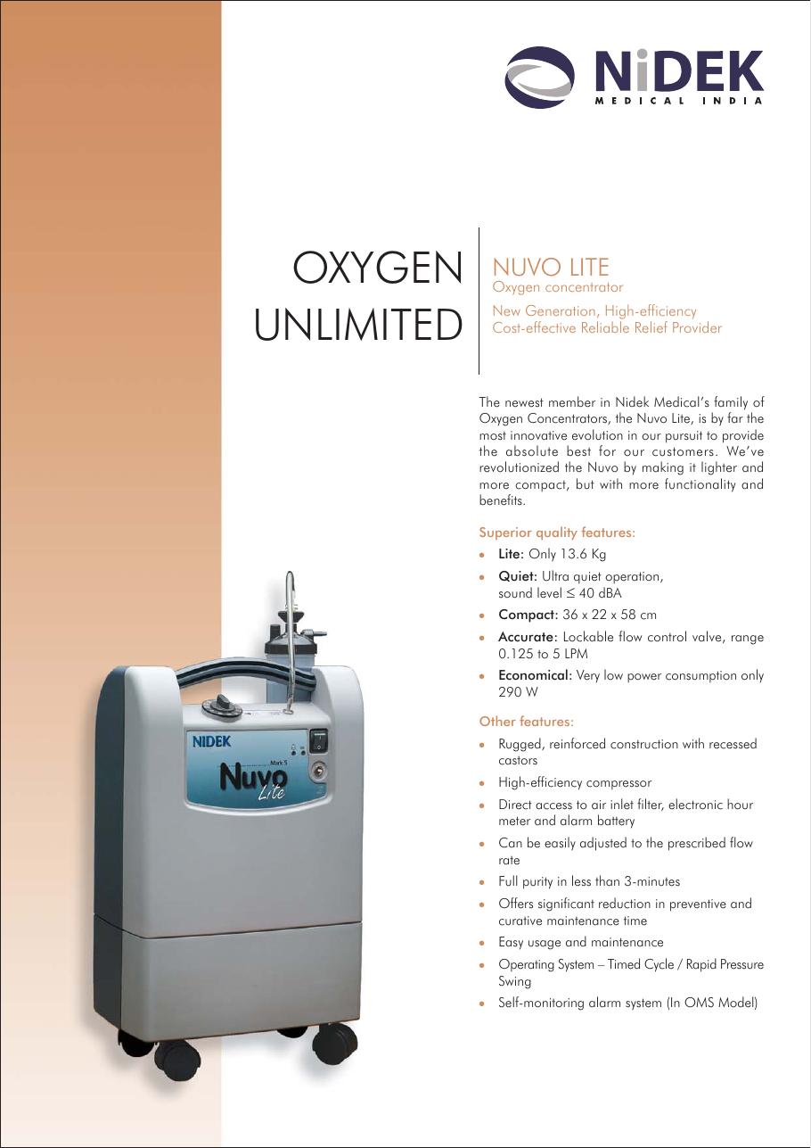 Nidek Nuvo Lite Oxygen Concentrator