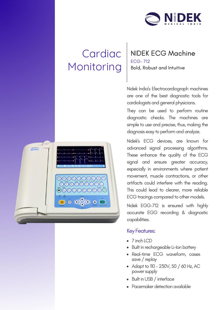 Nidek ECG-712 12-Channel ECG Machine